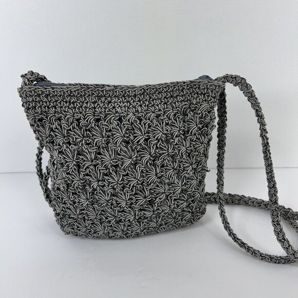Grey And Black Metallic Woven Evening Formal Purse Vtg 90s Sparkly Wedding Prom - Picture 1 of 9